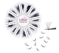 FADLASH 1000pcs Extension Cils Volume Russe Prefait 10D 0.07mm C Curl Mix 9-16mm Faux Cils Individuel Cluster Lashes en Soie Ventilateur aux Débutants Professionnels DIY
