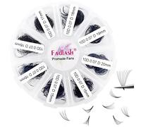 FADLASH 1000pcs Extension Cils Volume Russe Prefait 10D 0.07mm D Curl Mix 15-20mm Faux Cils Individuel Cluster Lashes en Soie Ventilateur aux Débutants Professionnels DIY