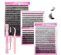 FADLASH Kit d'extension de cils individuels 4 tailles 0,07D 100D8-16, 30D40D814, 0,07C10D30D8-16 grappes, Lahes-Bond&Seal, Clusters Cils russes Wispy 3D Fluffy