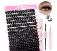 FADLASH Kit Extension Cils Bouquet 100D, 224pcs Faux Cils Individuel Volume Russe 12-18mm D Curl, Bond and Seal, Pince à Lashes, Cluster Lashes Kit DIY Maison et en Salon