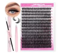 FADLASH Kit Extension Cils Bouquet 60D, 280pcs Faux Cils Individuel Volume Russe 8-16mm D Curl, Bond and Seal, Pince à Lashes, Cluster Lashes Kit DIY Maison et en Salon