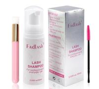 Fadlash Shampoing pour Extensions Cils 60 ml | Nettoyant Moussant 60 ml + Concentré 5 ml + Brosse à Poils Doux, Formule Végétale