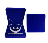 Fadsace Ensemble de bijoux en velours pelucheux, organisateur de collier, boucles d'oreilles, bagues, colliers, bracelets, présentoir cadeau, boîte cadeau (bleu)