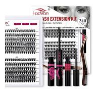 FADVAN Kit Cils Individuel Extension Cils Volume Cluster 280Pcs 30D+40D Mix 9-16mm Cils DIY, Brucelles Enlever les Lash Bond& Seal
