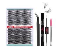 FADVAN Kit Extension Cils 280Pcs Extension Cils Kit Faux Cils Courbure D Individuels Avec Lash Bond and Remover Applicato de Cils en Grappe Cluster(Kit-40D+50D-0.07D-Mix 9-16mm)