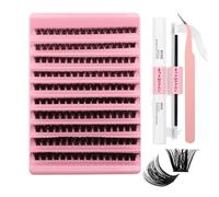 FADVAN Kit Extension Cils Individuel Faux Cils Courbure D Avec Lash Bond and Seal Applicato de Cils Individuels en Grappe Cluster Cils(Kit-100D-0.07D-Mix 8-16mm)