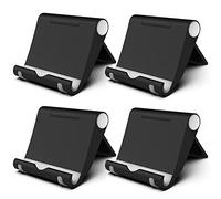 FadyDail Lot de 4 Supports de téléphone Portable réglables pour Bureau - Support de téléphone Portable Pliable Compatible avec iPhone 14, 13, 12, 11, Samsung Galaxy Huawei (4 Noir)