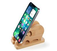 FadyDail Support de téléphone en forme d’éléphant en bambou pour bureau, support amovible en bois pour téléphone portable, iPhone, Samsung, Huawei, Xiaomi