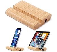FadyDail Support Tablette Bureau en Bambou, Portable Porte Telephone en Bois Tablet Stand pour Tablette, iPhone, iPad Bureau et Tous Les Téléphones
