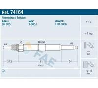 FAE 74164 Bougie de préchauffage pour LAND ROVER Defender SUV (L316)