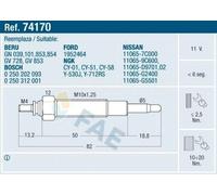FAE 74170 Bougie de préchauffage pour FORD Maverick SUV (UDS, UNS) pour NISSAN
