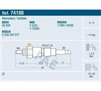 FAE 74188 Bougie de préchauffage pour NISSAN PICK UP (D21) PATROL Hardtop (K160)