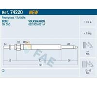 Bougie de préchauffage 74220 FAE pour VW LT 28-46 II Camion plate-forme/Châssis