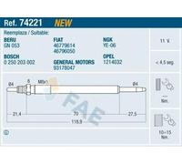 FAE 74221 Bougie de préchauffage pour OPEL Corsa D 3/5 portes (S07) Combo C Tour