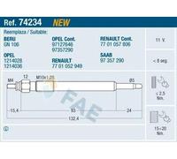 FAE 74234 Bougie de préchauffage pour OPEL Vectra C Caravan (Z02)
