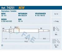 FAE Bougie de préchauffage 74251 – compatible Audi, Seat, VW, Skoda, Mitsubishi
