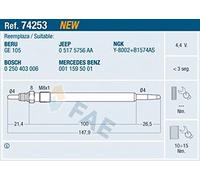 FAE 74253 Bougie de préchauffage convient pour MERCEDES-BENZ M-Klasse (W164)