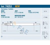 FAE 74253 Bougie de préchauffage pour CHRYSLER,MERCEDES-BENZ