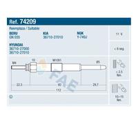 FAE Bougie de Préchauffage à Tige Convient pour Hyundai Matrix FC 1.5
