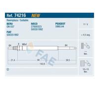 FAE Bougie de Préchauffage à Tige Convient pour Iveco Daily IV Boîte / Break