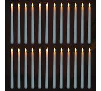 FAEFTY Bougie Led Flamme Vacillante, Lot de 24 Bougies Electriques, Bougie Coniques Sans Flamme, Bougie Pile pour Noël, Thanksgiving, Dîner aux chandelles, Mariage, Fête （Blanche, 2.1 x 28 cm）
