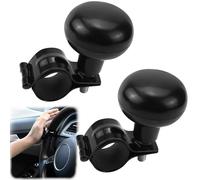 FAELNK 2 PCS Bouton Volant Voiture Spinner Bouton Universel Rotatif de Volant pour Voiture Camion Chariot Élévateur Tondeuse Tracteur Bateau Noir