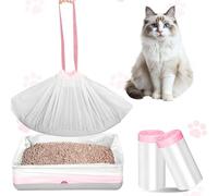FAELNK 40 Sacs à Litière pour Chat XL (64x40 cm) Sacs Poubelle avec Poignée de Transport Sac à Litière pour Chat 10kg Capacité pour Bacs Automatiques/Ouverts Résistant aux Griffes et Odeurs
