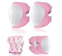 FAELNK Kit Protection Roller Enfant Skateboard Genouillère Protège-Poignets Coudières Sets pour Patins à Roulettes Scooters Patinage Escalade (Rose)
