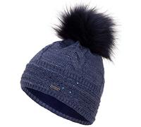 Faera Bonnet d'hiver Chaud doublé de Fausse Fourrure Bonnet à Pompon Doublure Polaire Hiver Bonnet tricoté Bonnet Bannie Femme Homme Taille Unique, Couleur:Blue Jean