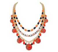 FAERLIIRY Collier ras du cou pour femme avec triple couche de perles pour basket-ball, baseball, football, tenue de jour de jeu, accessoires de sport, accessoires cadeaux, One Size, Métal, Pas de