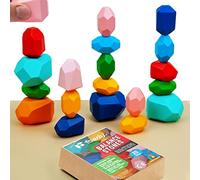 Faerly® 20 pièces Pierres empilables Pierres d'équilibrage pour Enfants Jouets Montessori Jouets éducatifs en Bois Pierres en Bois Blocs de Construction Jouets en Bois Trier
