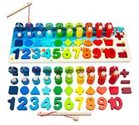 Faerly® Montessori Jouet Jeu de pêche magnétique - Puzzle en Bois Poisson Jouets éducatifs Jouets en Bois motricité Jouets pour Enfants de 2 3 4 5 6 Ans Puzzle Arc-en-Ciel pêche Jouets pour Enfants