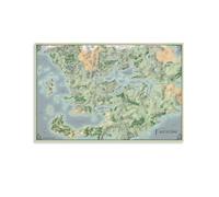 Faerun - Toile murale pour décoration murale de salon, carte oubliée, royaumes, jeux vidéo, 40 x 60 cm