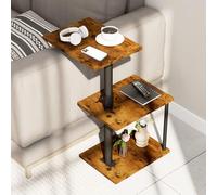 Faesun Table d'appoint pivotante pour accoudoir de canapé, table d'appoint en forme de C réglable en hauteur pour fauteuil inclinable ou lit, plateau TV avec étagère de rangement pour petits espaces