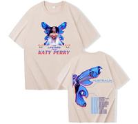 FAEWARE Katy Tour Perry T Shirt D'été À Col Rond Et Manches Courtes en Coton pour Homme Et Femme Style Streetwear-Khaki||x_l