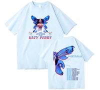 FAEWARE Katy Tour Perry T Shirt D'été À Col Rond Et Manches Courtes en Coton pour Homme Et Femme Style Streetwear-Blue||x_s