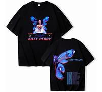 FAEWARE Katy Tour Perry T Shirt D'été À Col Rond Et Manches Courtes en Coton pour Homme Et Femme Style Streetwear-Black||XX_l