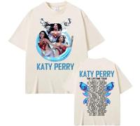 FAEWARE Katy Tour Perry T Shirt D'été À Col Rond Et Manches Courtes en Coton pour Homme Et Femme Style Streetwear-Khaki||x_s