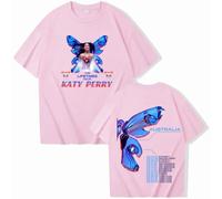 FAEWARE Katy Tour Perry T Shirt D'été À Col Rond Et Manches Courtes en Coton pour Homme Et Femme Style Streetwear-Pink||s
