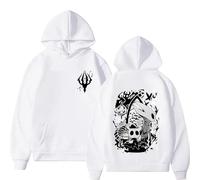 FAEWARE Sweat À Capuche Homme Hoodie Hollow Sweatshirt Knight Sweat Shirt Unisexe À Imprimé Dessin Animé Style Rétro Décontracté Tailles XS~3XL-White||s
