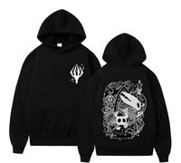 FAEWARE Sweat À Capuche Homme Hoodie Hollow Sweatshirt Knight Sweat Shirt Unisexe À Imprimé Dessin Animé Style Rétro Décontracté Tailles XS~3XL-Black||m