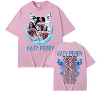 FAEWARE T Shirt Katy Tour Perry Merch À Manches Courtes Sweat Shirt Tendance Et Décontracté pour Homme Et Femme T Shirt D'été À Col Rond en Coton-Pink||x_l