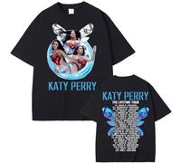 FAEWARE T Shirt Katy Tour Perry Merch À Manches Courtes Sweat Shirt Tendance Et Décontracté pour Homme Et Femme T Shirt D'été À Col Rond en Coton-Black||XX_l