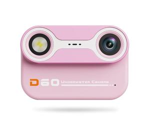 Faeymth Caméra étanche pour enfants Caméra sous-marine étanche avant et après 3 mètres Double caméra pour nager en plein air, rose