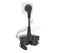Faeymth Double Fiche pour Prise, Rallonge avec 2 Prises Schuko, Multiprise Extérieure, 16 A / 250 V, Prise UE