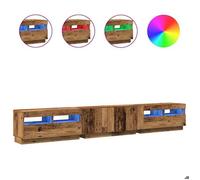 FAF-NEUF* Armoire téléviseur, Meuble TV avec lumières LED - vieux bois - bois d'ingénierie JUIN314788