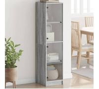 FAF-NEUF* Buffet avec portes en verre - Sonoma gris - Vaisselier/Cabinet salon 35x37x142 cm JUIN30603311