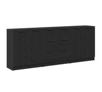 FAF-NEUF* Buffet bas d'entrée Buffet Salon 3 Pièces Meubles de Rangement - chêne noir - en Bois Ingénierie JUIN815043