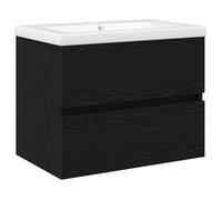 FAF-NEUF* Cabinet de lavabo en MDF - chêne noir - avec lavabo intégré Meuble de lavabo - chêne noir - 60x38 5x45 cm JUIN409847