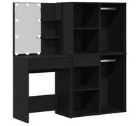 FAF-NEUF* Coiffeuse de chambre Table de Maquillage LED avec 2 Armoires - chêne noir - bois d'Ingénierie JUIN337812